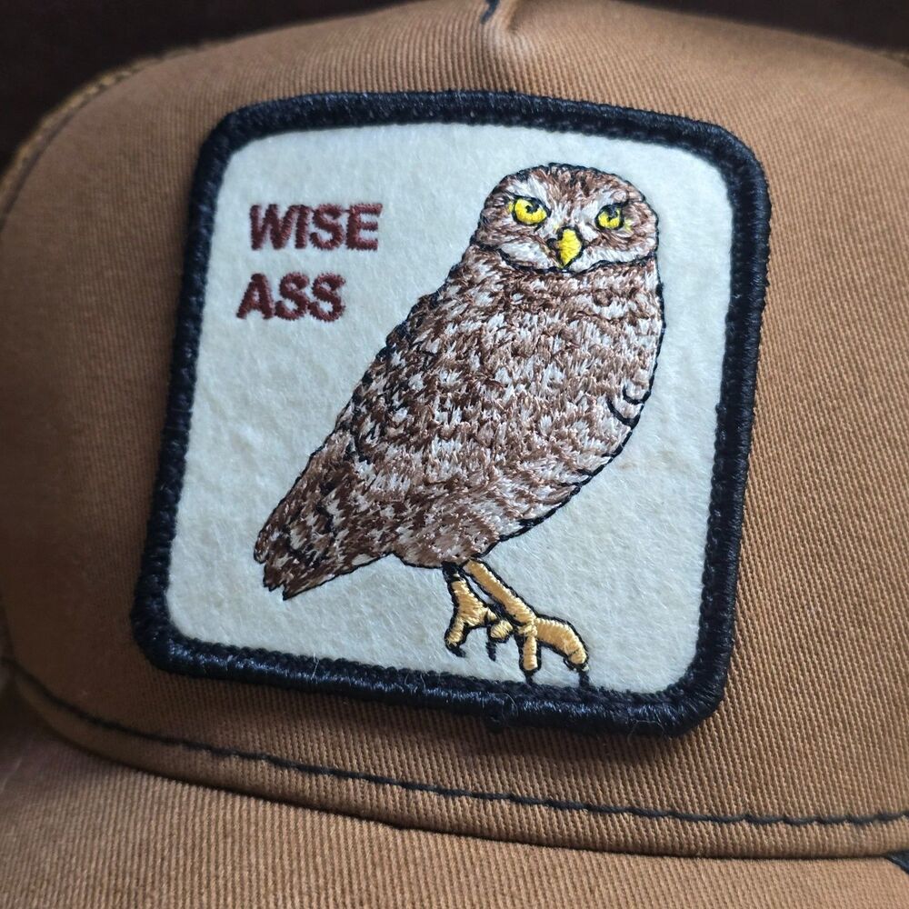 Goorin Bros Wise A** Owl Trucker Hat Brown Tan Mesh Snapback - Picture 2 of 7